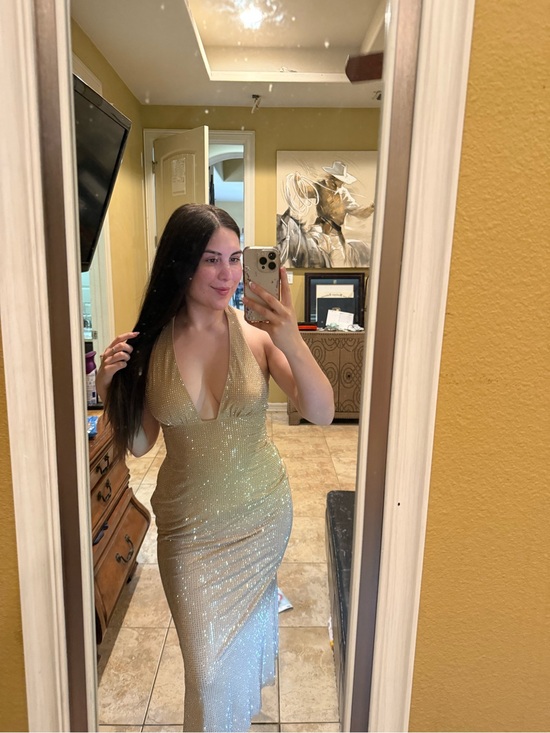 Babyboo Fashion Dresses & Skirts - Sequined Halter Midi Dress in Champagne